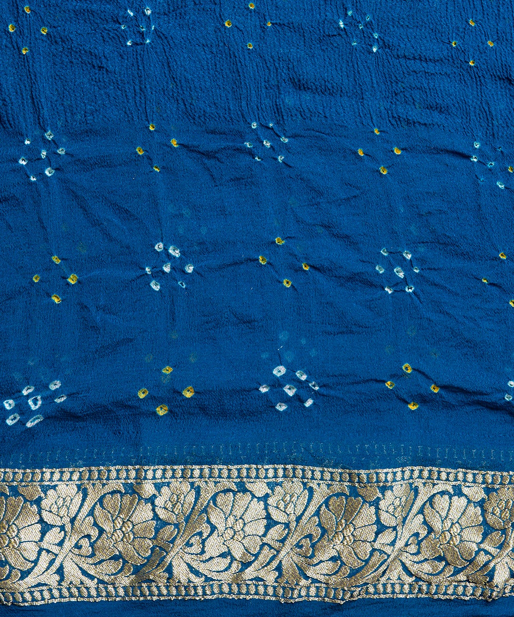 Handloom_Blue_Bandhej_Saree_With_Cutwork_Weave_in_Banarasi_Georgette_WeaverStory_05