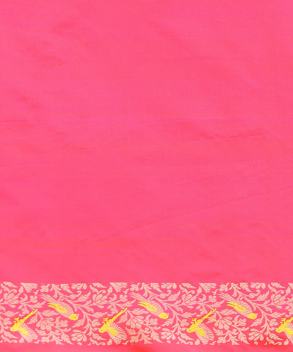 Blue_Handloom_Brocade_Shikargah_Katan_Silk_Banarasi_Saree_With_Pink_Meenakari_Border_WeaverStory_05