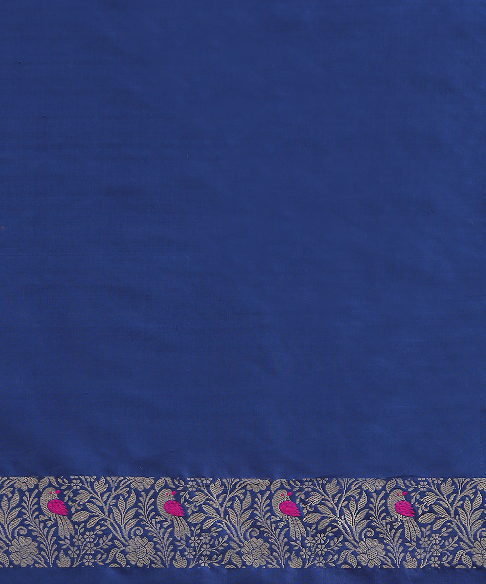 Handloom_Pink_And_Orange_Brocade_Pure_Katan_Silk_Shikargah_Banarasi_Saree_With_Blue_Meenakari_Border_WeaverStory_05
