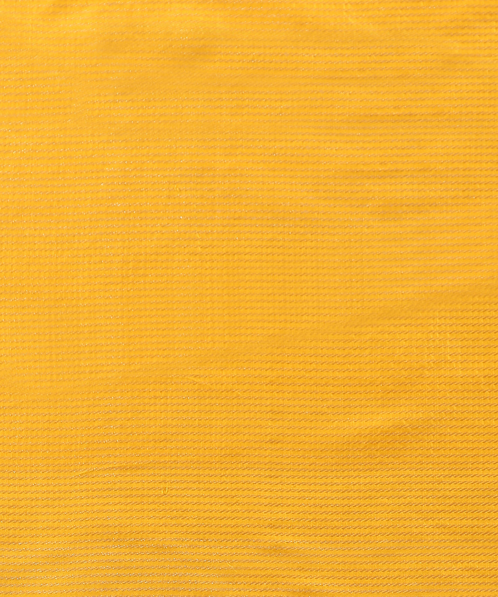 Yellow_Handloom_Striped_Pure_Katan_Silk_Banarasi_Saree_With_Broad_Shikargah_Border_WeaverStory_05