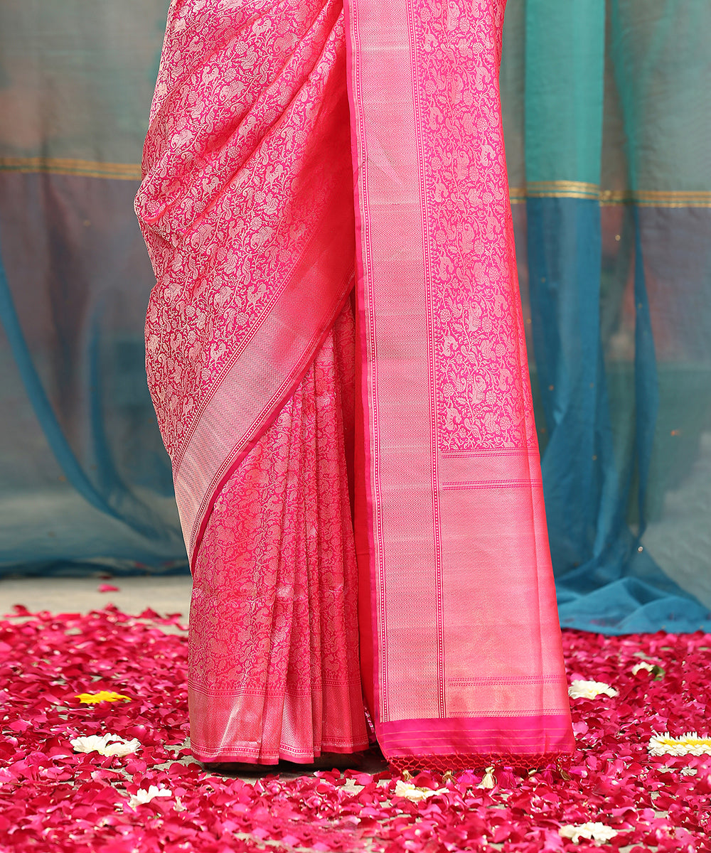 Handloom_Pink_Pure_Katan_Silk_Banarasi_Saree_with_Brocade_Shikargah_WeaverStory_04