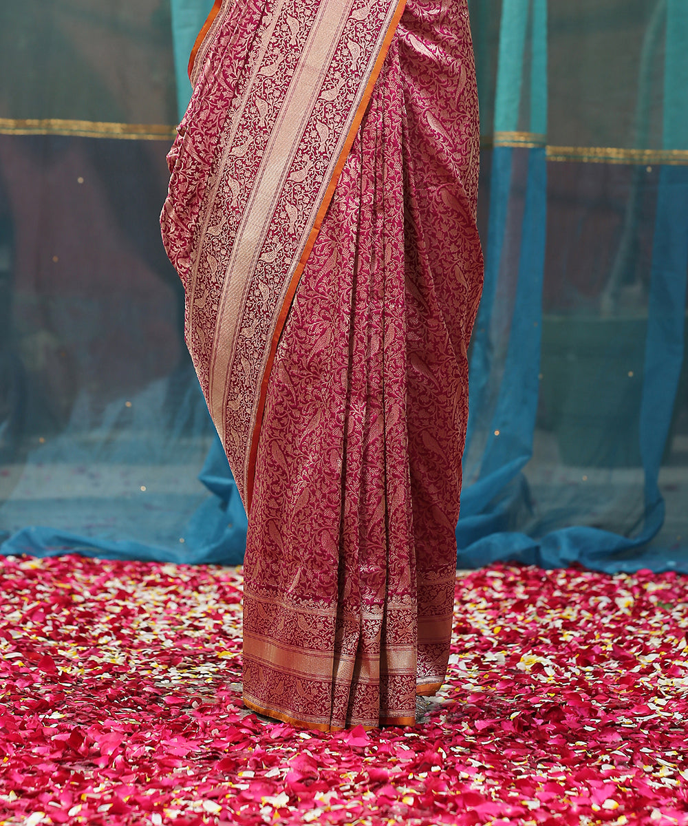 Handloom_Purple_Pure_Katan_Silk_Brocade_Shikargah_Banarasi_Saree_With_Birds_WeaverStory_04