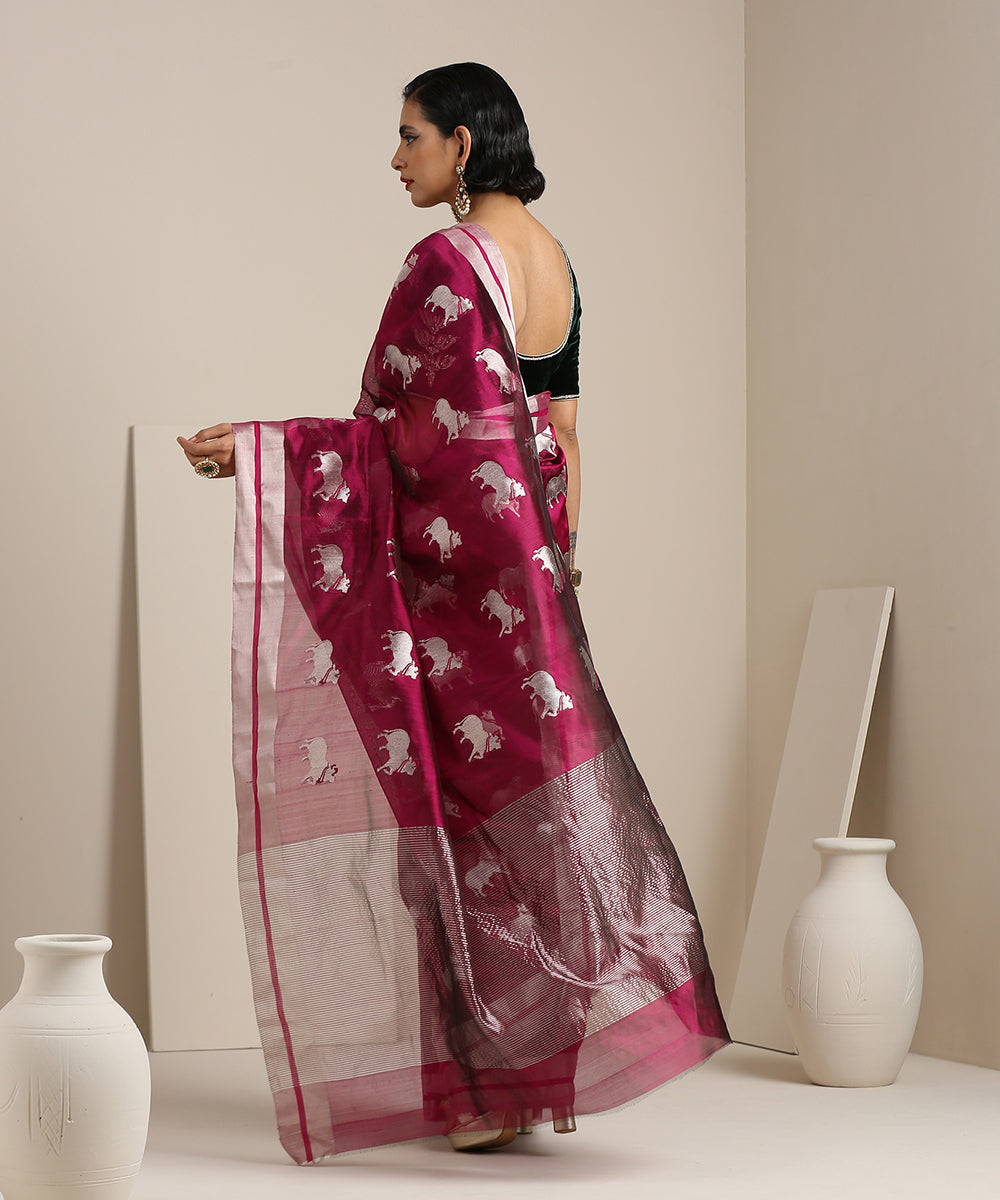 Plum_Handloom_Chanderi_Silk_Saree_With_Nandi_Motifs_In_Silver_Zari_WeaverStory_03