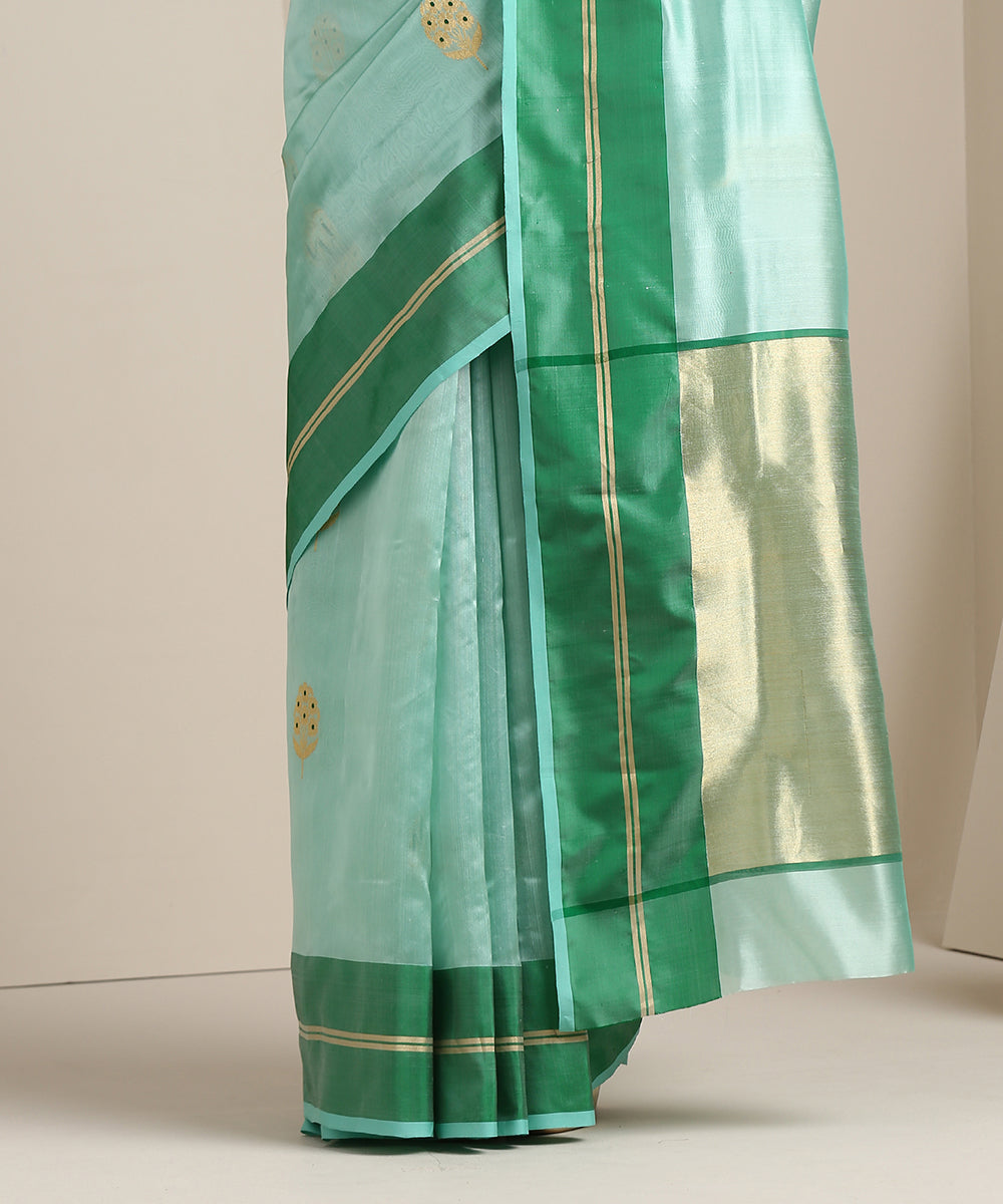Handloom_Sea_Green_Chanderi_Silk_Saree_With_Floral_Boota_And_Resham_Border_WeaverStory_04