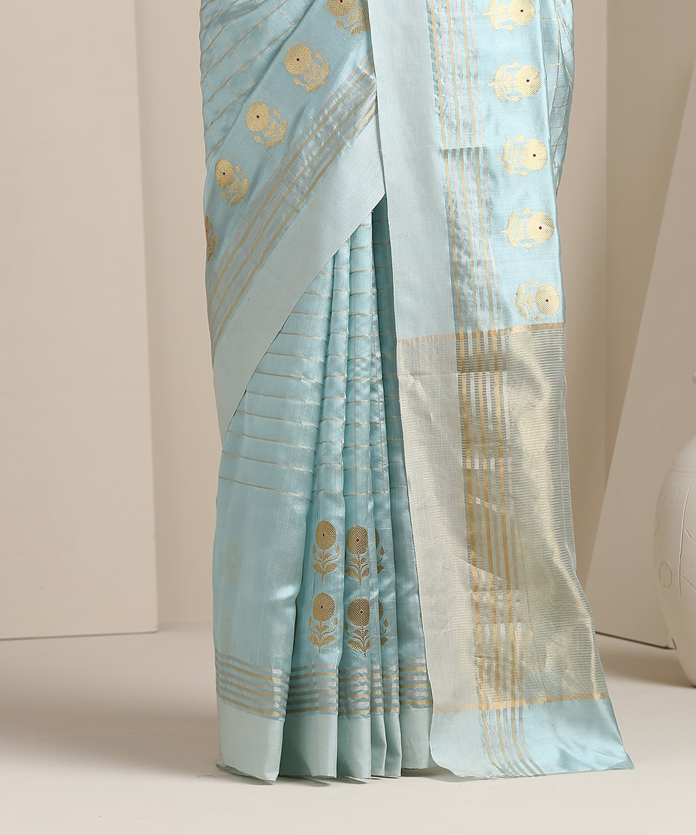 Powder_Blue_Handloom_Chanderi_Silk_Saree_With_Zari_Checks_And_Floral_Motifs_WeaverStory_04