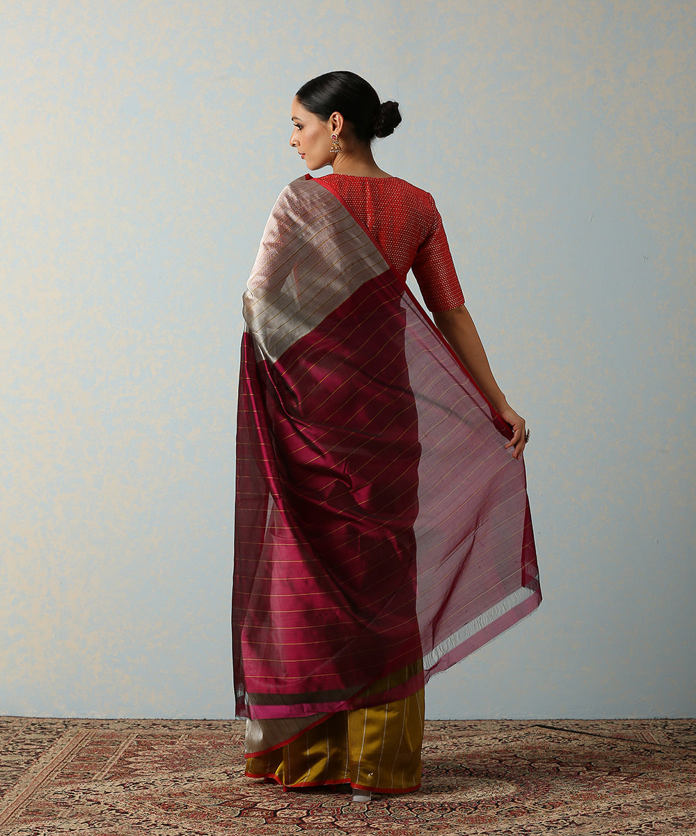 Grey_Handloom_Eknaliya_Chanderi_Silk_Saree_With_Olive_Stripes_WeaverStory_03