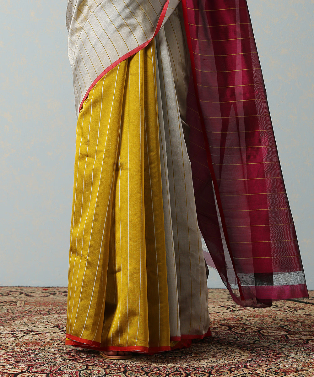Grey_Handloom_Eknaliya_Chanderi_Silk_Saree_With_Olive_Stripes_WeaverStory_04