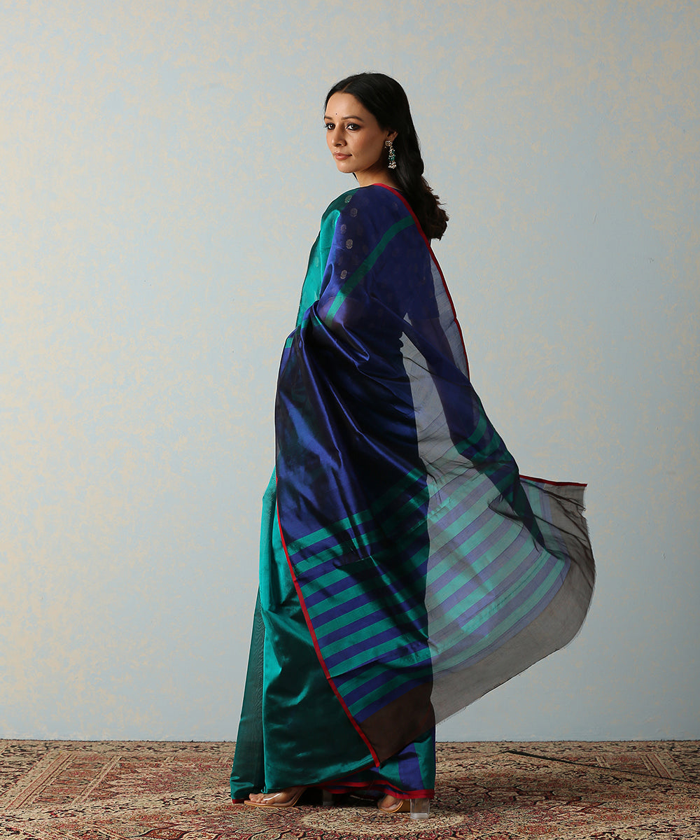 Handloom_Blue_And_Teal_Green_Striped_Chanderi_Silk_Saree_WeaverStory_03