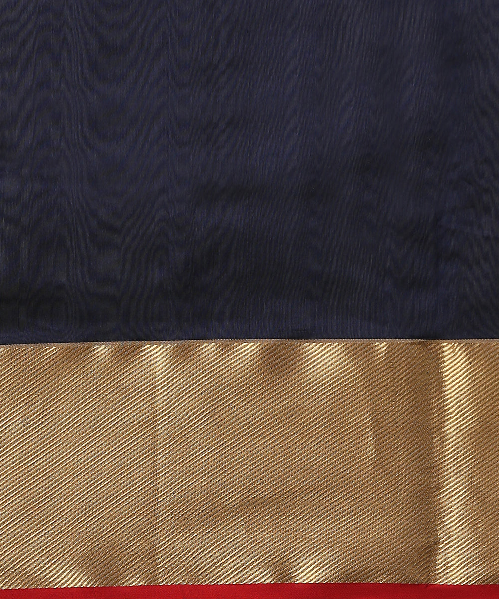 Plum_And_Blue_Handloom_Striped_Chanderi_Saree_With_Zari_Border_WeaverStory_05