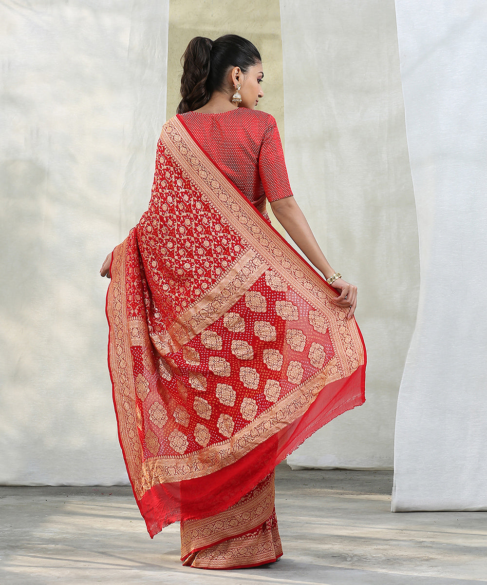 Red_Handloom_Banarasi_Georgette_Bandhani_Saree_with_Cutwork_Weave_WeaverStory_03