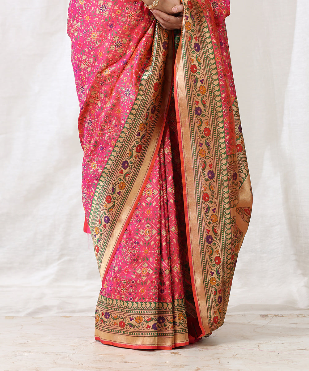 Rani_Pink_Handloom_Double_Warp_Pure_Katan_Silk_Banarasi_Patola_Saree_WeaverStory_04