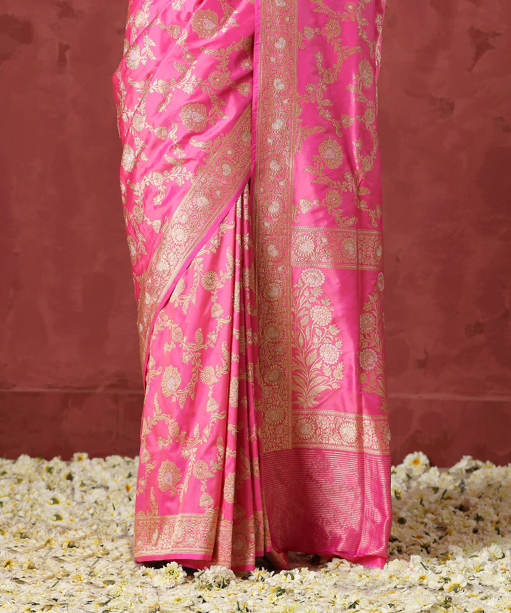 Candy_Pink_Handloom_Pure_Katan_Silk_Banarasi_Saree_with_Sona_Rupa_Jaal_WeaverStory_04