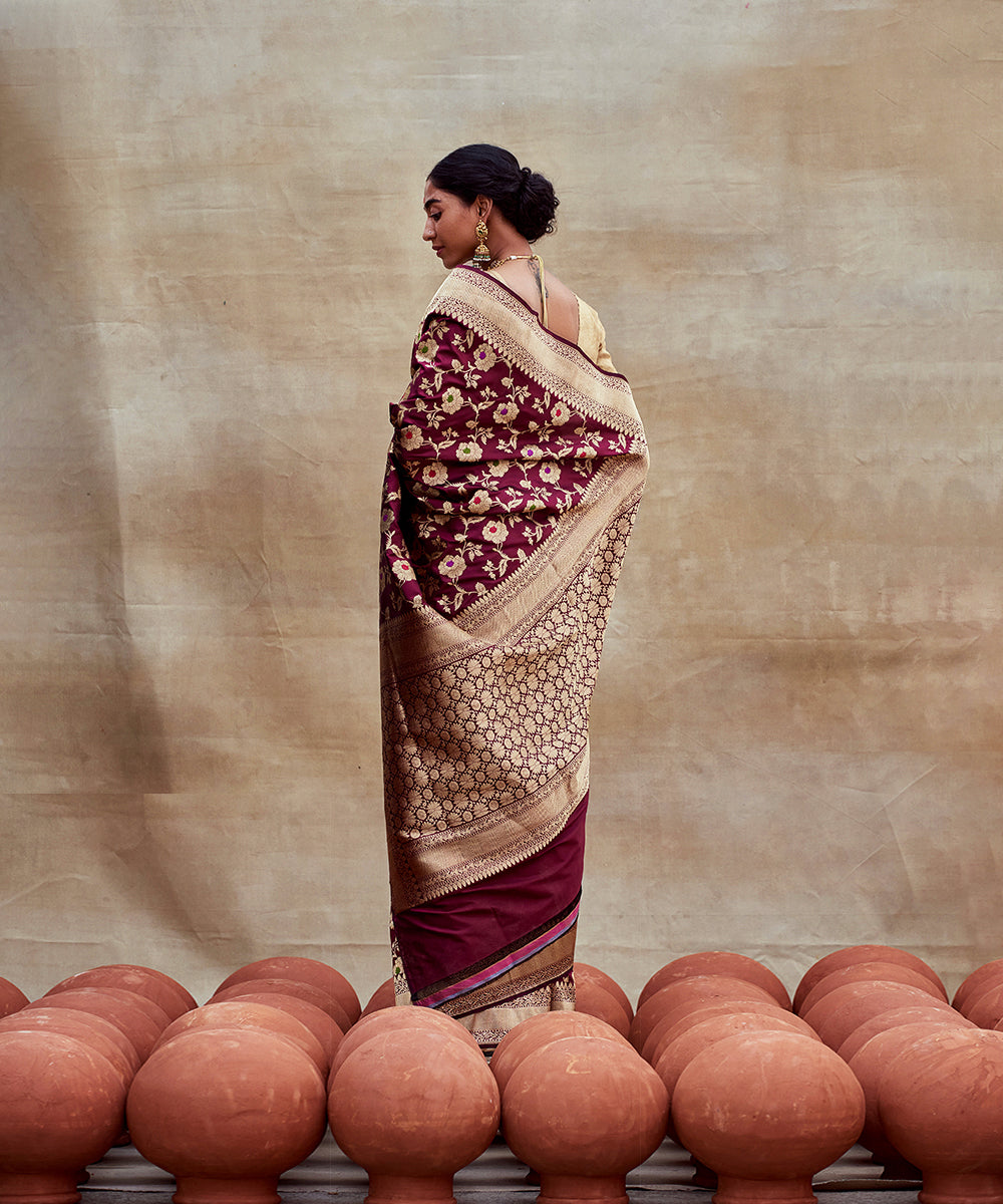Handloom_Maroon_Pure_Katan_Silk_Banarasi_Saree_with_Meenakari_Jaal_WeaverStory_05