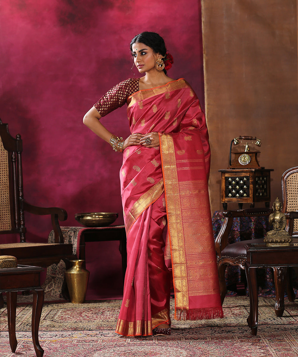 Rose_Pink_Handloom_Pure_Zari_Kanjivaram_Saree_With_Ganderberunda_Motif_WeaverStory_02