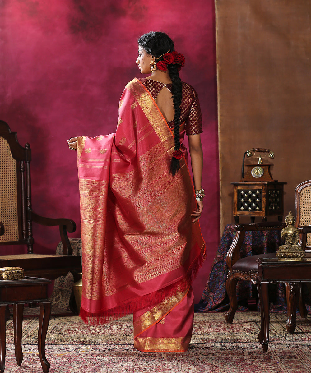 Rose_Pink_Handloom_Pure_Zari_Kanjivaram_Saree_With_Ganderberunda_Motif_WeaverStory_03