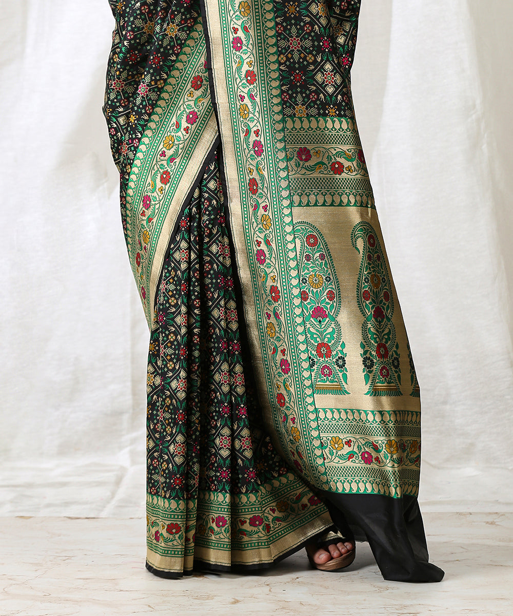 Black_Handloom_Double_Warp_Pure_Katan_Silk_Banarasi_Patola_Saree_WeaverStory_04