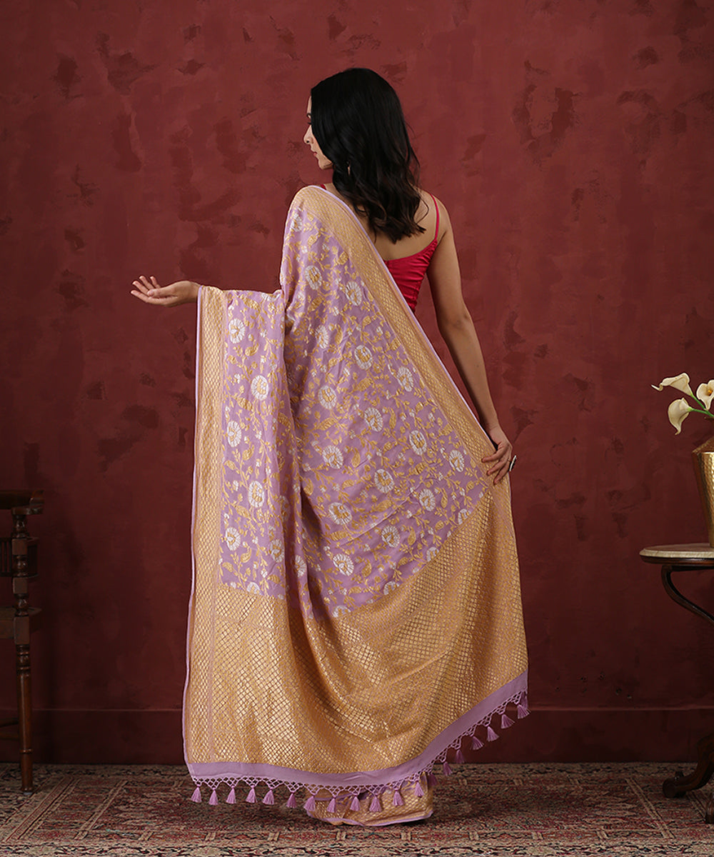 Handloom_Lavender_Georgette_Banarasi_Saree_with_Sona_Rupa_Jaal_WeaverStory_03