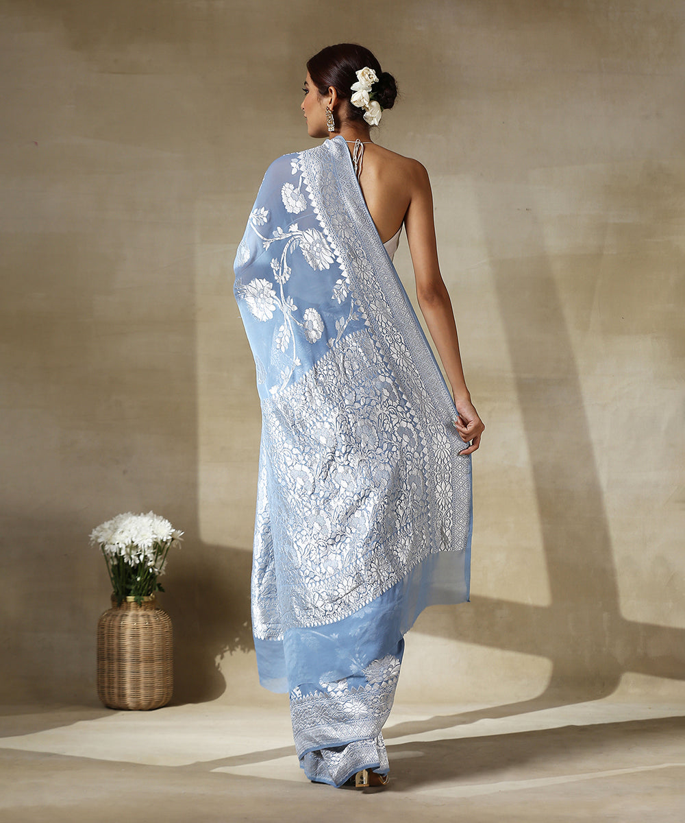 Blue_Handloom_Cutwork_Georgette_Banarasi_Saree_With_Silver_Zari_WeaverStory_03