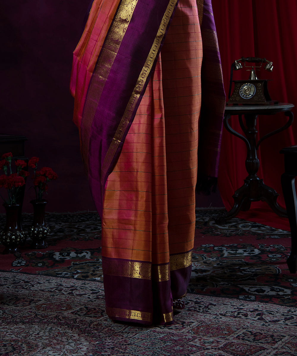 Handloom_Peach_and_Pink_Dual_Tone_Pure_Silk_Kanjivaram_Saree_WeaverStory_04