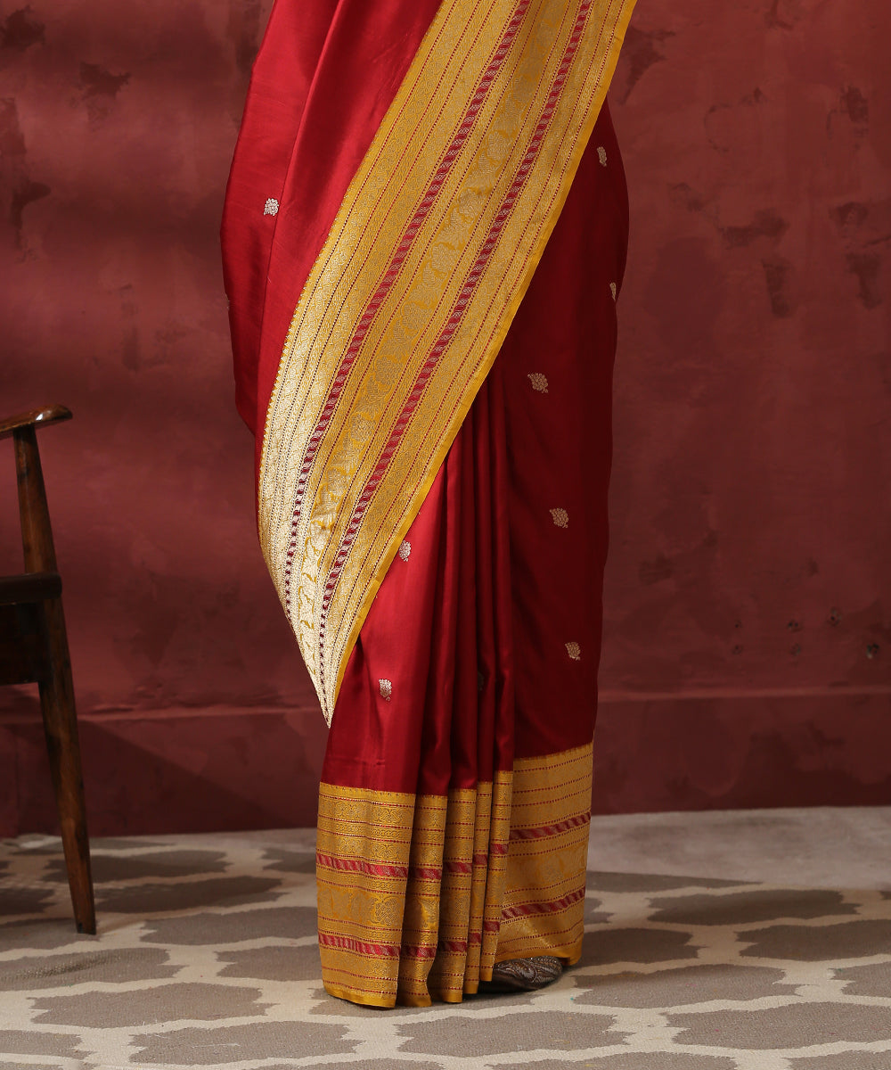 Red_and_Yellow_Handloom_Pure_Katan_Silk_Banarasi_Saree_WeaverStory_04