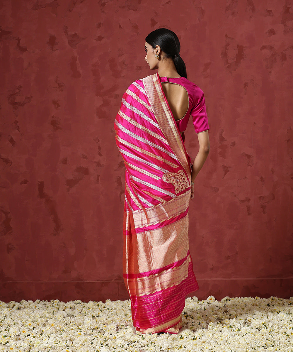 Handloom_Pink_Pure_Katan_Silk_Banarasi_Saree_With_Gold_and_Silver_Aada_Jaal_WeaverStory_03