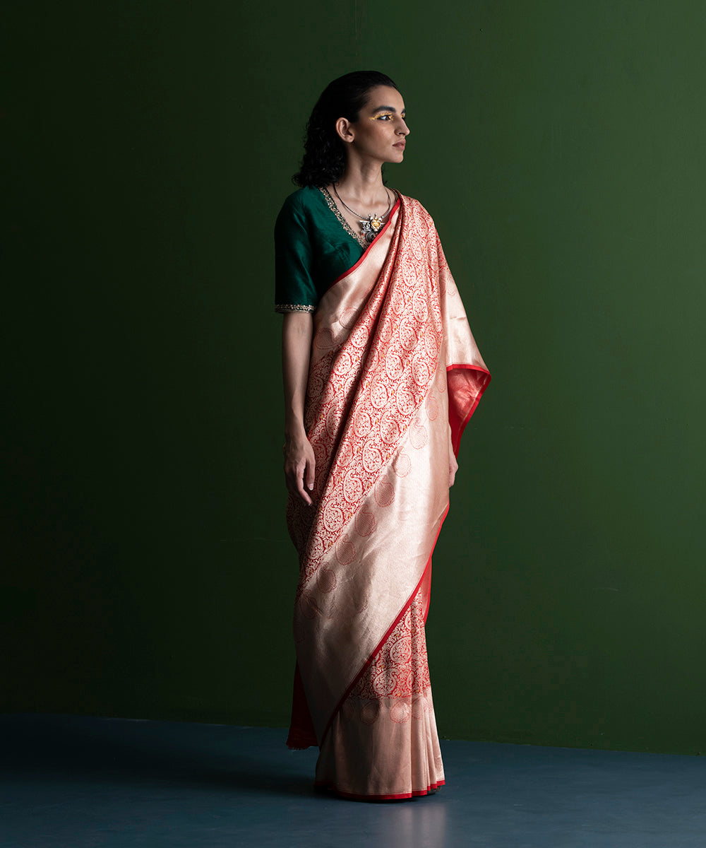 Red_Handloom_Pure_Katan_Silk_Kimkhab_Shikargah_Banarasi_Saree_with_Broad_Border_WeaverStory_02