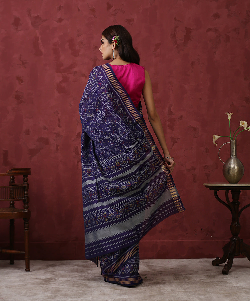 Handloom_Blue_Cotton_Patola_Saree_WeaverStory_03