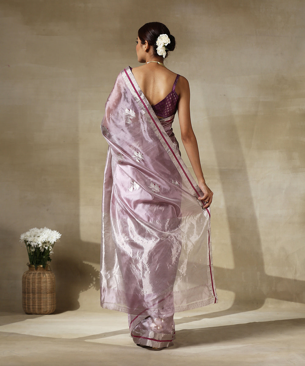 Handloom_Mauve_Chanderi_Silk_Saree_With_Silver_Zari_Three_Flower_Motif_and_Champagne_Zari_Border_WeaverStory_03