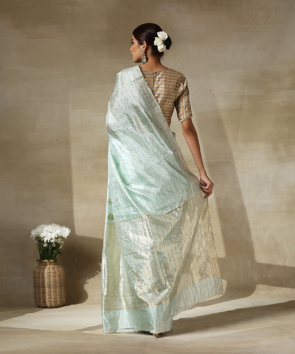 Handloom_Light_Green_Chanderi_Silk_Saree_With_Zari_Checks_And_Flower_Motifs_WeaverStory_03