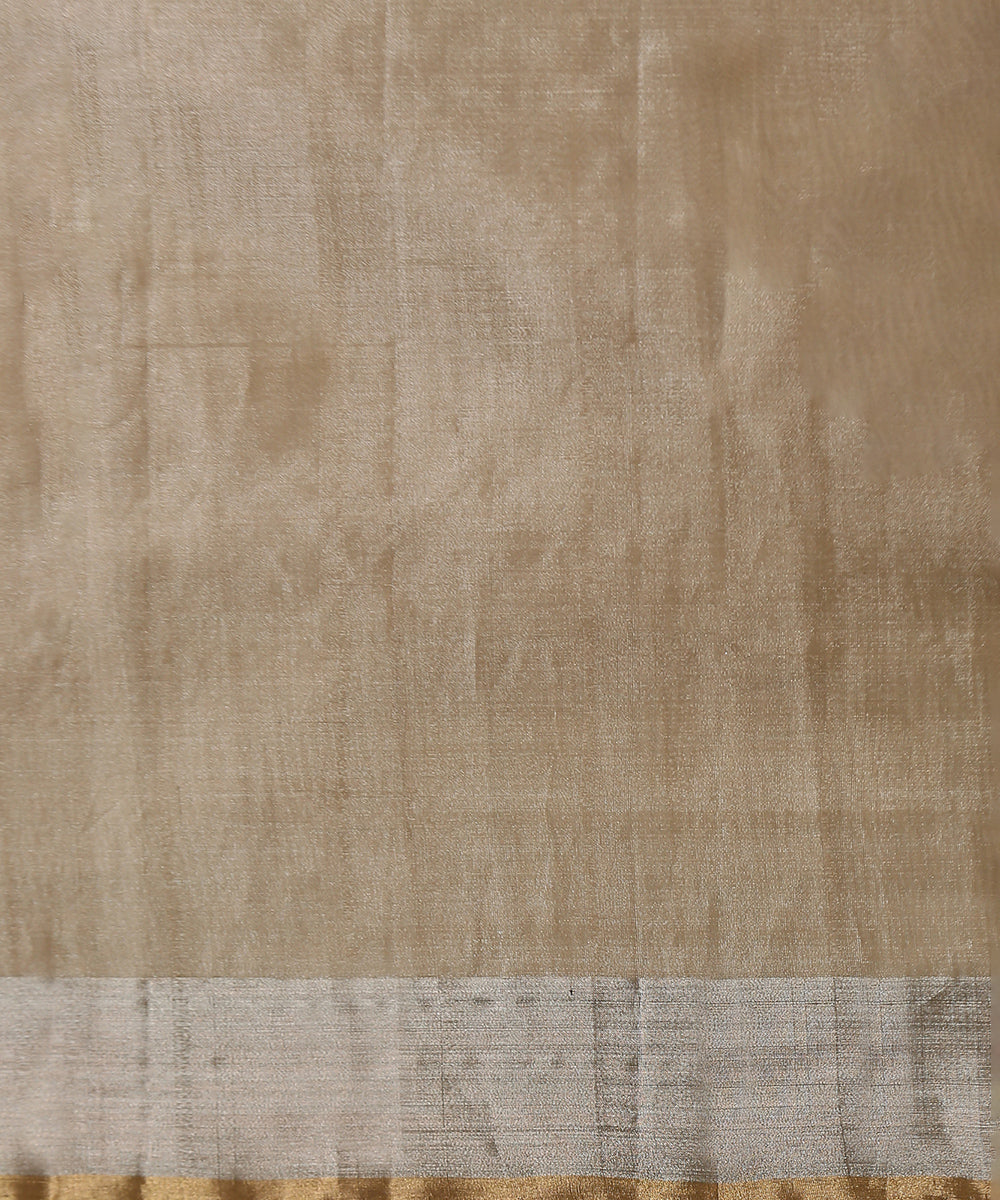 Beige_And_Silver_Handloom_Tissue_Chanderi_Saree_With_Silver_Booti_WeaverStory_05