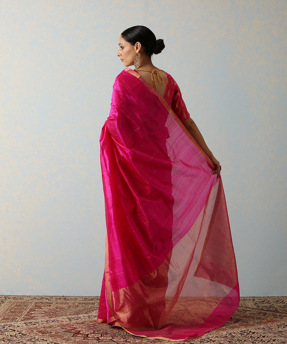 Handloom_Pink_Silk_Chanderi_Saree_With_Zari_Squares_WeaverStory_03