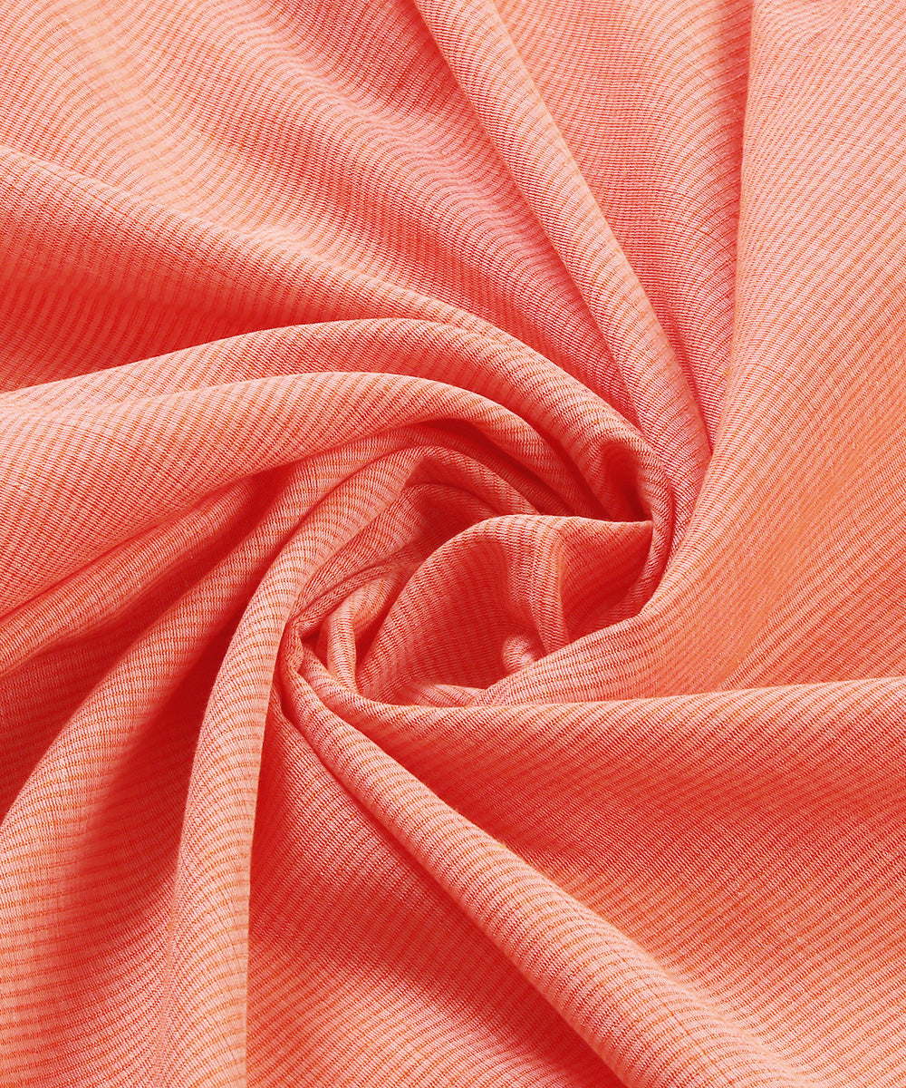 Dark_Peach_Handloom_MulMul_Jamdani_Saree_With_Orange_Booti_WeaverStory_06