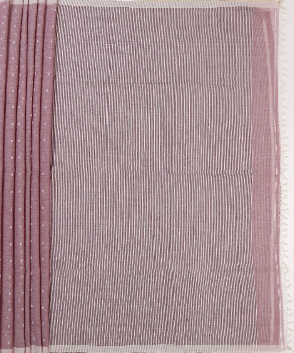 Purple_Handloom_MulMul_Jamdani_saree_With_White_Booti_WeaverStory_04