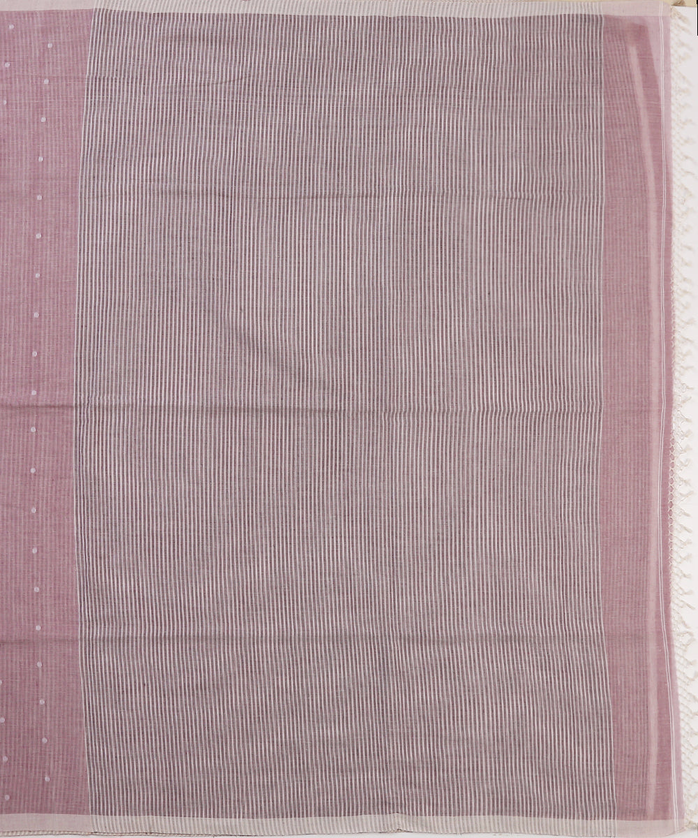 Purple_Handloom_MulMul_Jamdani_saree_With_White_Booti_WeaverStory_05
