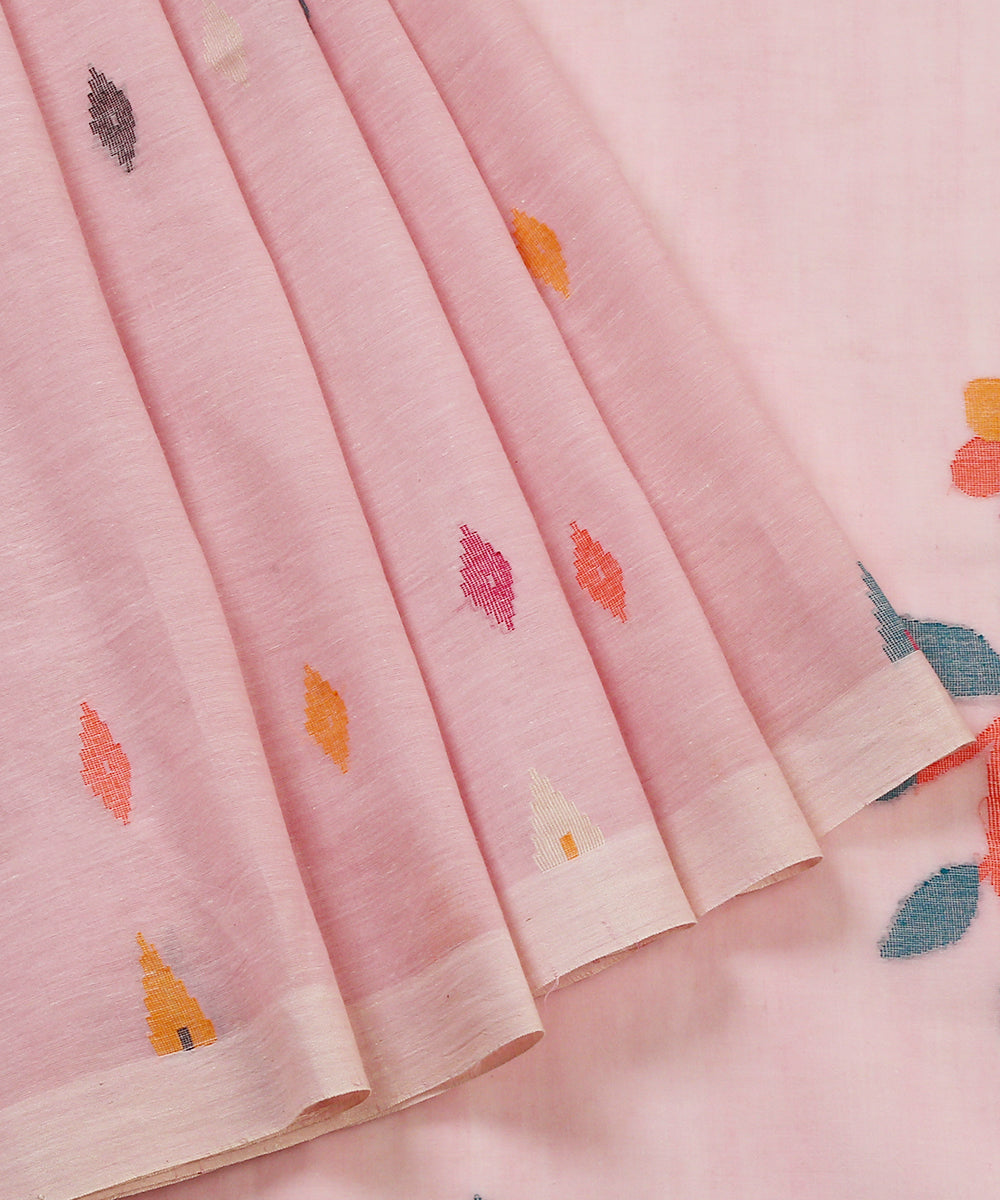 Handloom_Baby_Pink_Cotton_Jamdani_Saree_With_Duck_Motifs_On_Pallu_WeaverStory_02