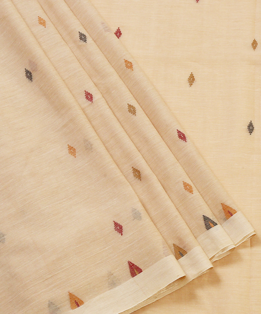 Peach_Handloom_Color_Cotton_Jamdani_Saree_With_Box_Stripe_Woven_On_Pallu_WeaverStory_02