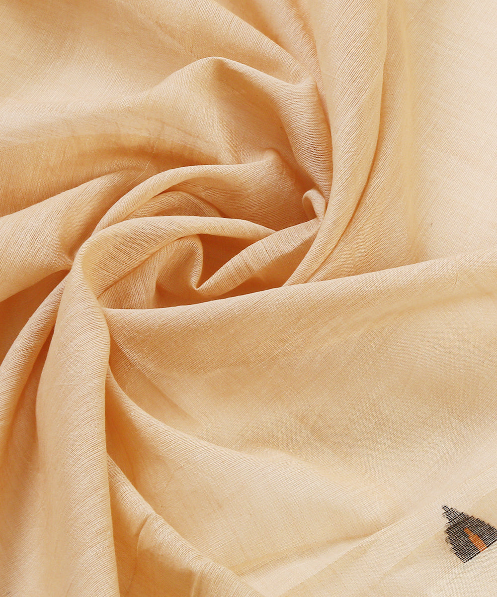 Peach_Handloom_Color_Cotton_Jamdani_Saree_With_Box_Stripe_Woven_On_Pallu_WeaverStory_06