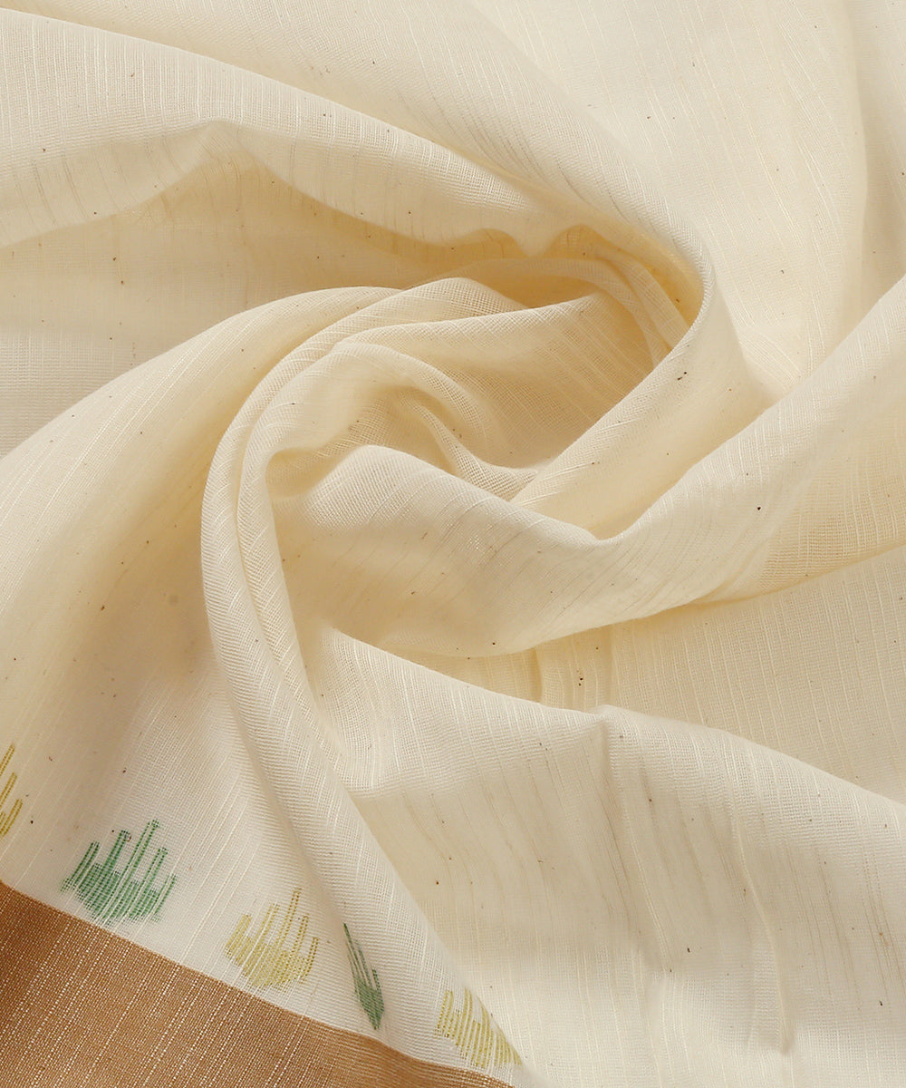 White_Handloom_Cotton_Jamdani_Saree_With_Multi_Color_Booti_WeaverStory_06