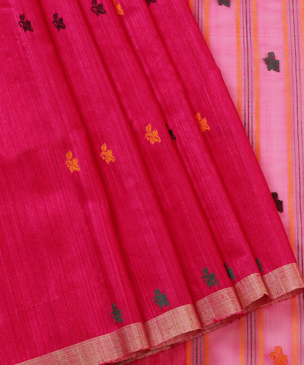 Handloom_Hot_Pink_Matka_Silk_Jamdani_Saree_WeaverStory_02