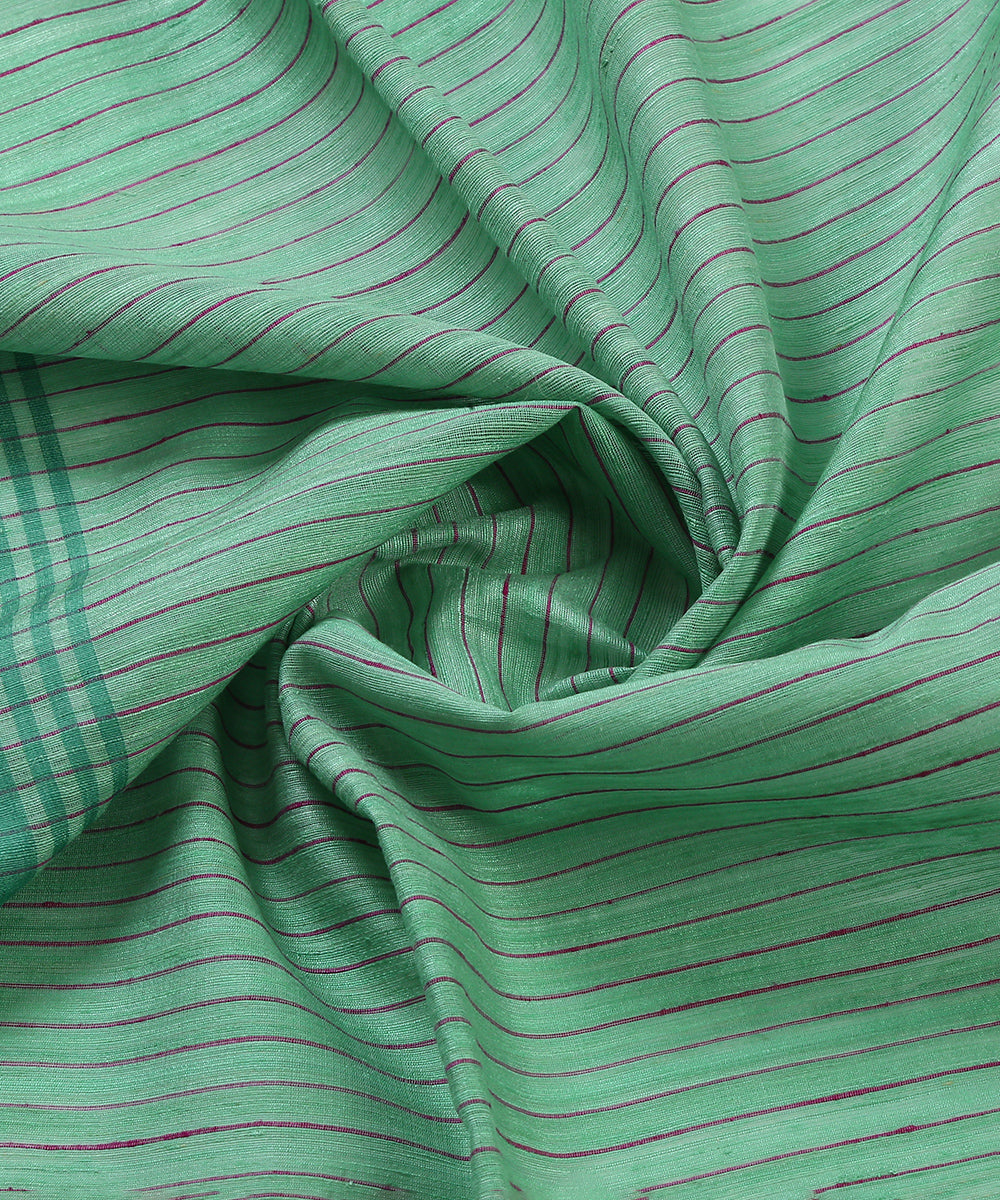 Handloom_Sea_Green_Silk_Jamdani_Saree_With_Leaf_On_Border_WeaverStory_06