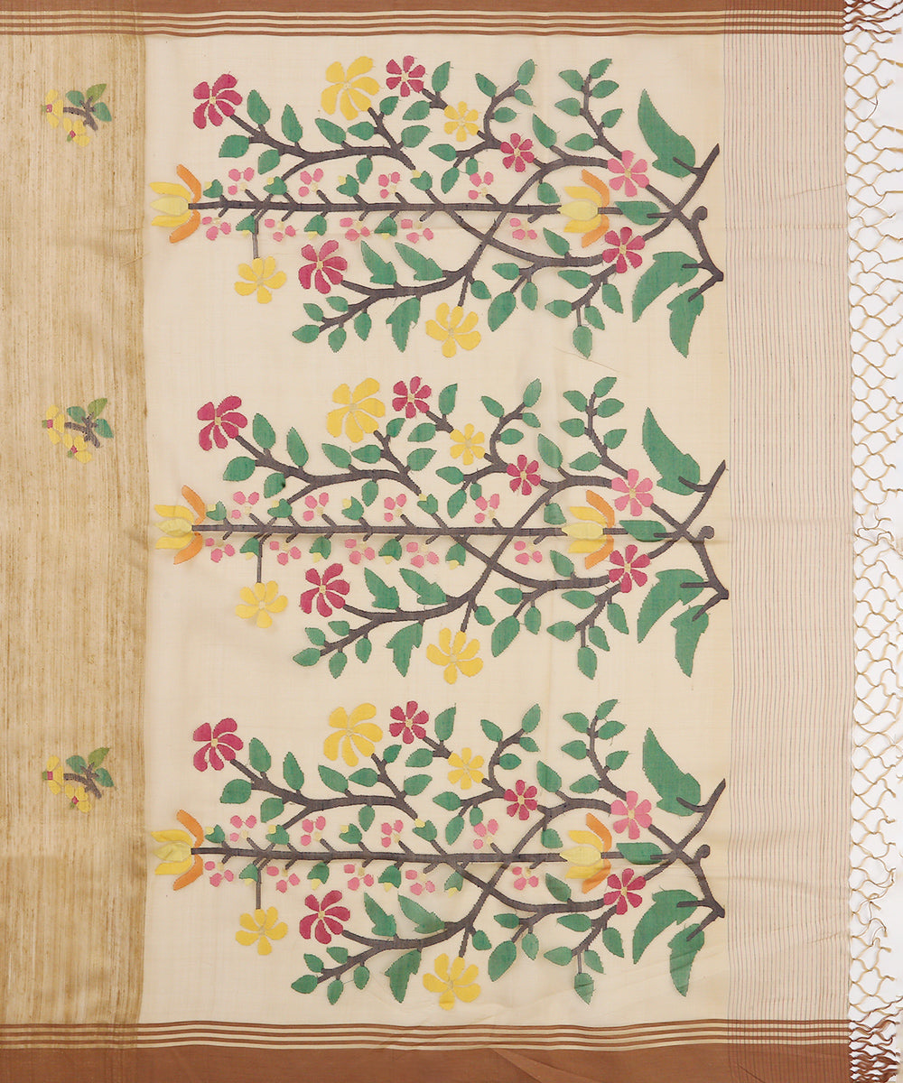 Handloom_Beige_Matka_Silk_Saree_With_Muslin_Jamdani_Pallu_WeaverStory_05