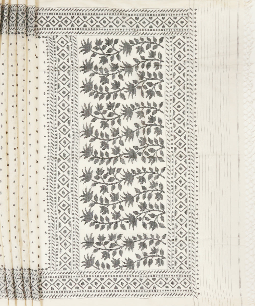 Handloom_Beige_Cotton_Jamdani_Saree_With_Black_Thread_Weave_WeaverStory_04