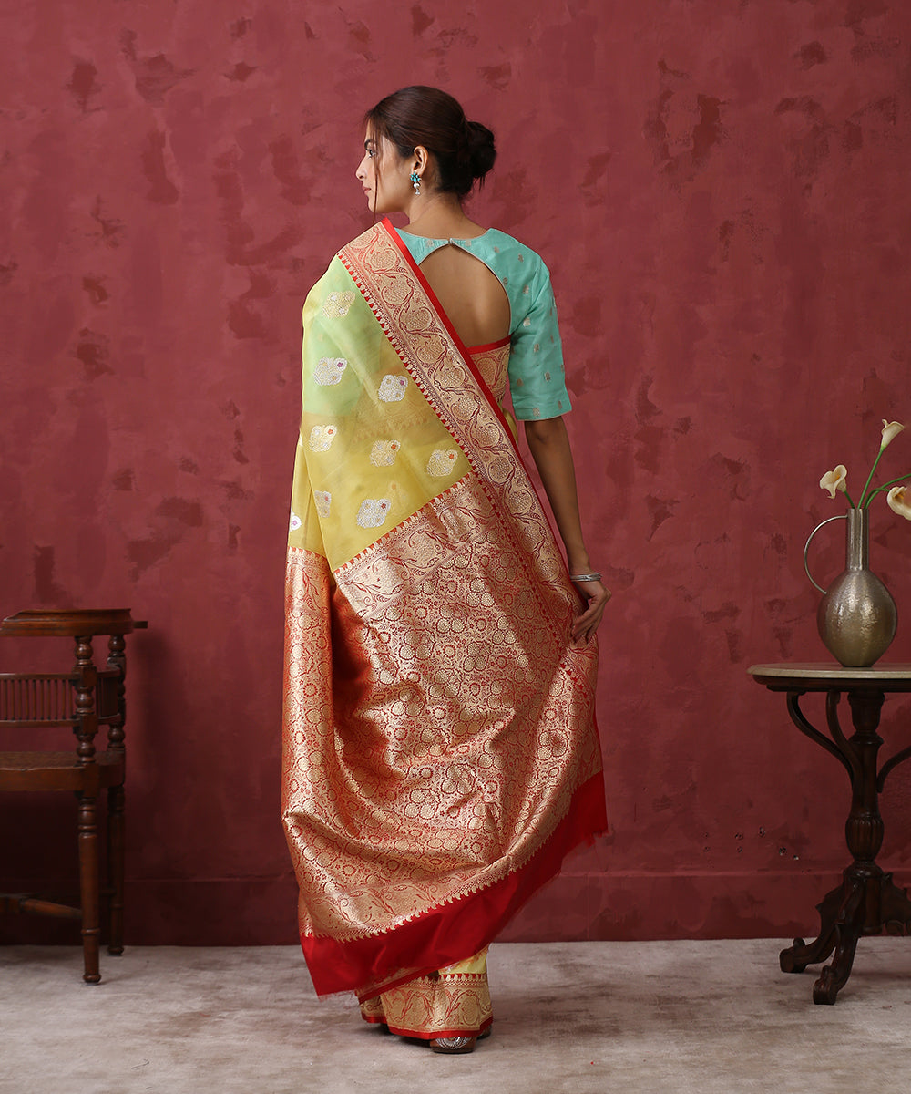 Handloom_Yellow_And_Red_Pure_Organza_Banarasi_Saree_WeaverStory_03