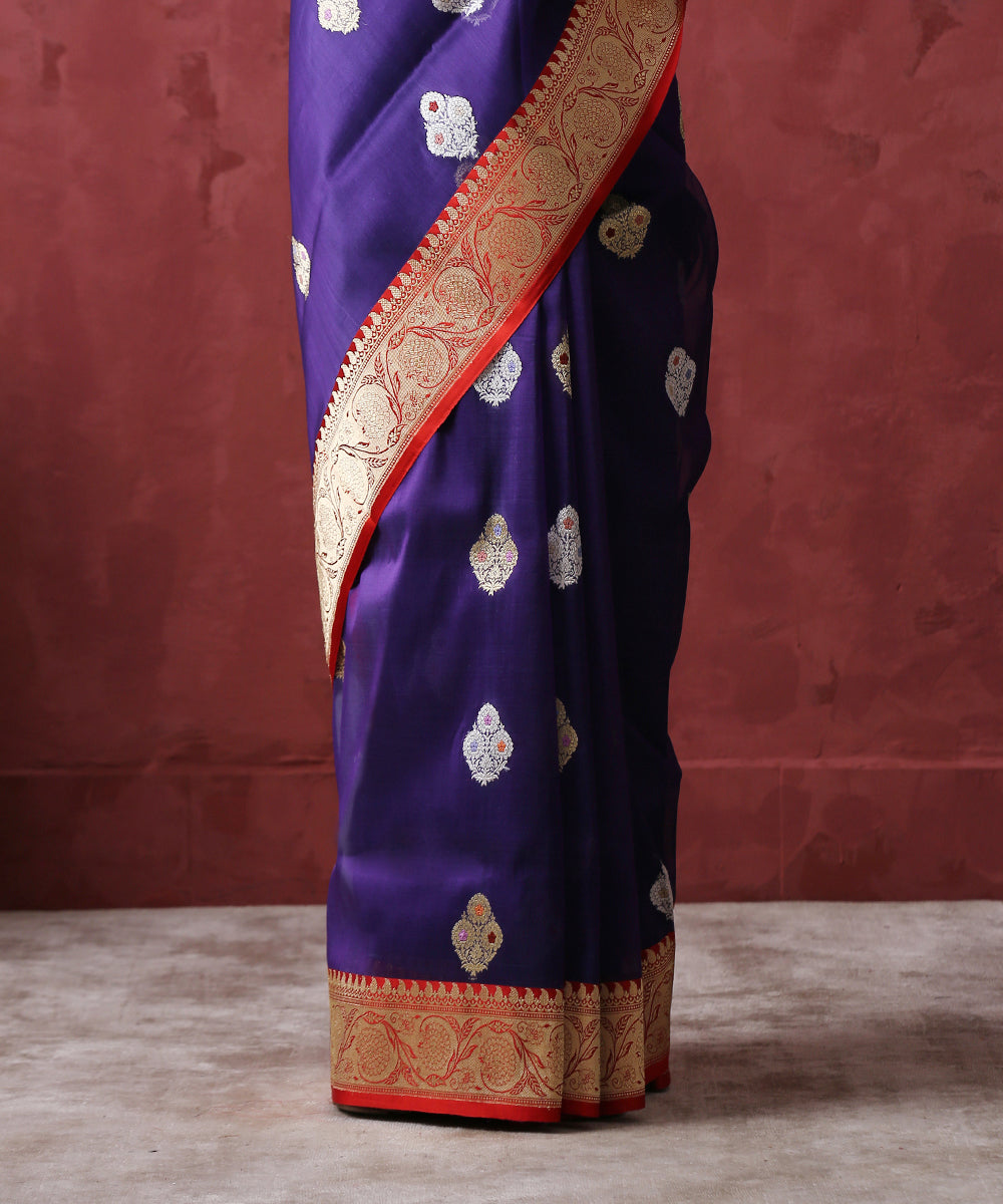 Handloom_Purple_And_Red_Kora_Silk_Banarasi_Saree_WeaverStory_04