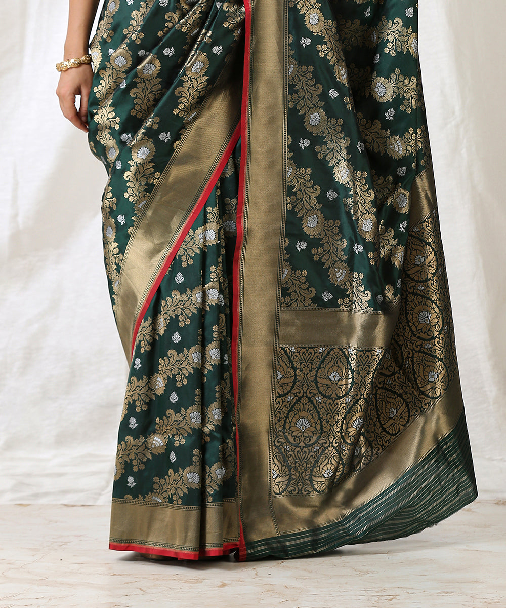 Handloom_Bottle_Green_Pure_Katan_Silk_Banarasi_Saree_with_Aada_Jaal_WeaverStory_04