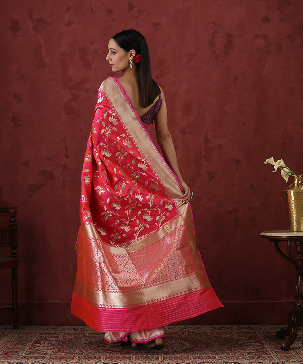 Handloom_Hot_Pink_Pure_Katan_Silk_Banarasi_Saree_with_Parrot_Motifs_WeaverStory_03