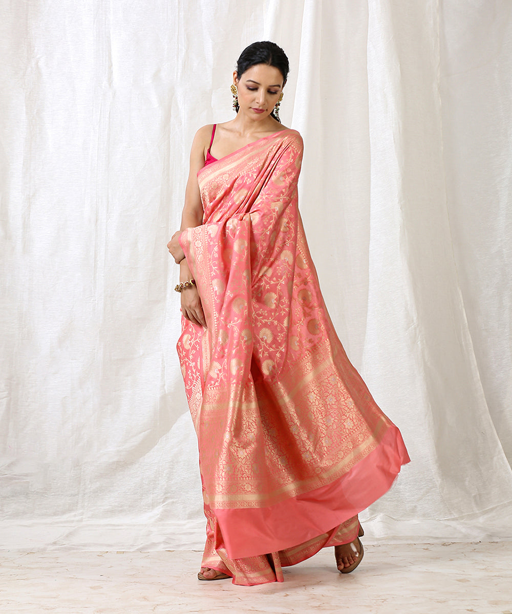 Handloom_Rose_Pink_Pure_Katan_Silk_Banarasi_Saree_With_Cutwork_Silver_Meenakari_WeaverStory_02