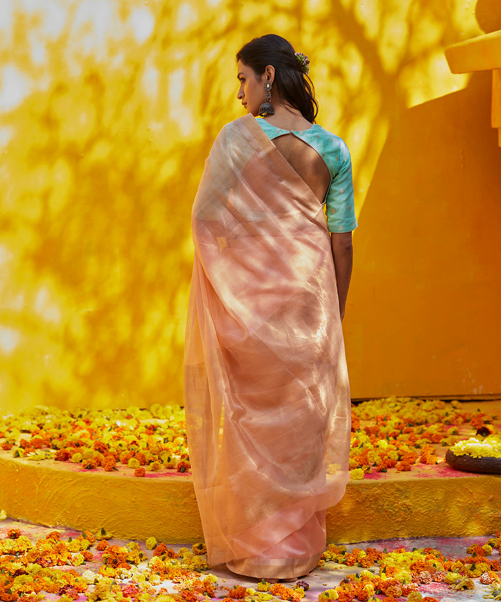 Handloom_Peach_Pure_Cotton_Chanderi_Saree_With_2_Inch_Border_WeaverStory_03