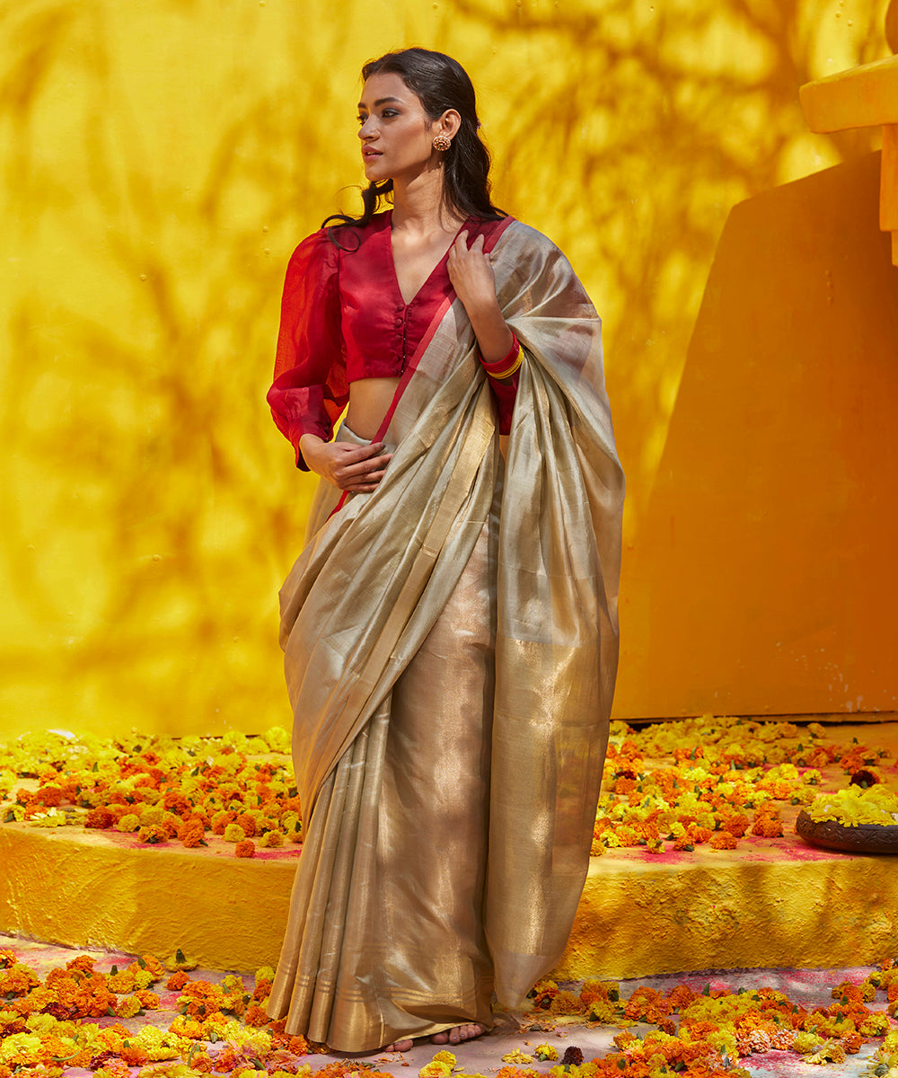 Grey_Handloom_Pure_Tissue_Chanderi_Saree_With_Zari_Border_WeaverStory_02