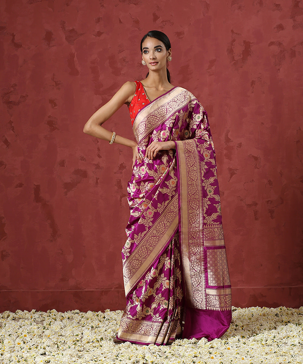 Handloom_Purple_Pure_Katan_Silk_Jangla_Banarasi_Saree_With_Meenakari_WeaverStory_02